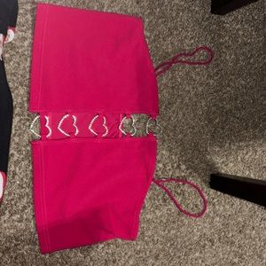 New pink & bling heart crop top